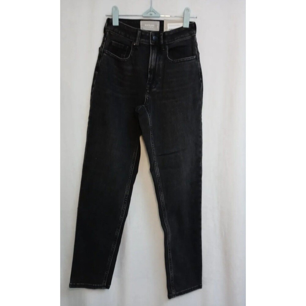 Everlane Curvy Cheeky Straight Leg Jeans Black High Rise Organic Size 23 NWT